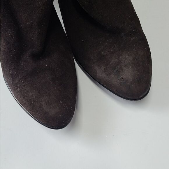 Aquatalia Boots Womens‎ Size 9.5 Brown Suede Ankle Booties High Heel Zip Up